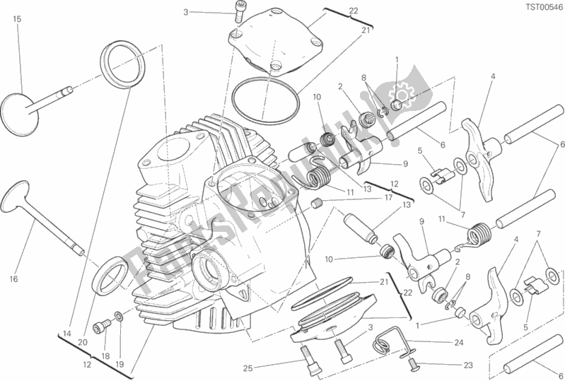 Alle onderdelen voor de Horizontale Kop van de Ducati Monster 797 Brasil 2018